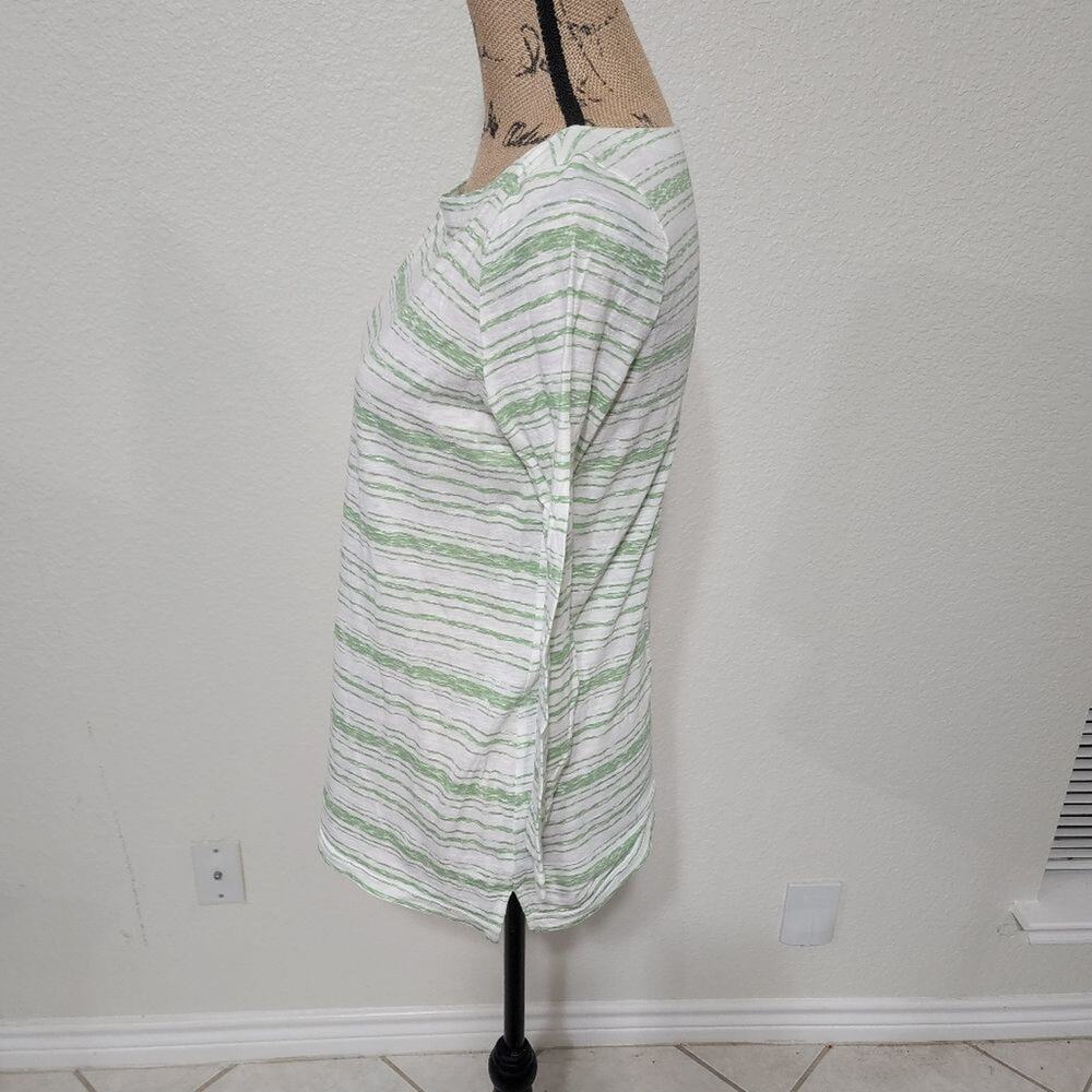 LOFT GREEN and white striped 100% cotton long sleeve tee shirt size small - Picture 3 of 6